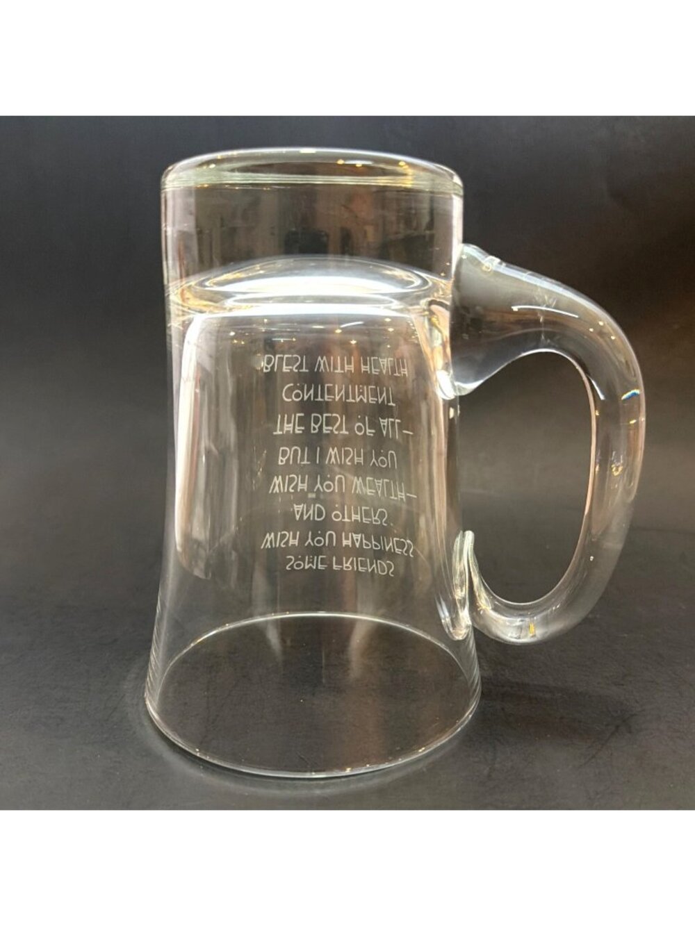 VTG 1990s Etched Glass Mug 16 oz Heavy Clear Friendship Blessing Coffee Tea Cup - Picture 7 of 10
